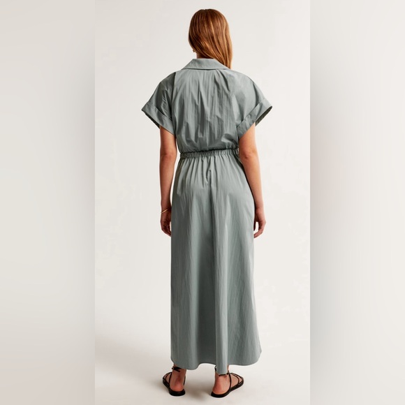 Abercrombie Utility Maxi Shirt Dress in sage - Picture 3 of 7